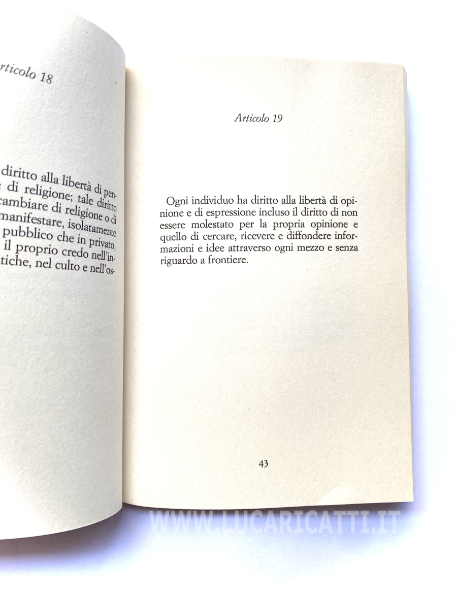 Articolo 19 della Dichiarazione Universale dei Diritti Umani Articolo 19 della Dichiarazione Universale dei Diritti Umani